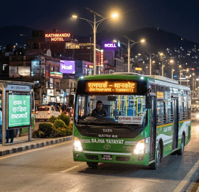 काठमाडौँमा रात्रिकालीन विद्युतीय बस सेवा सुरु